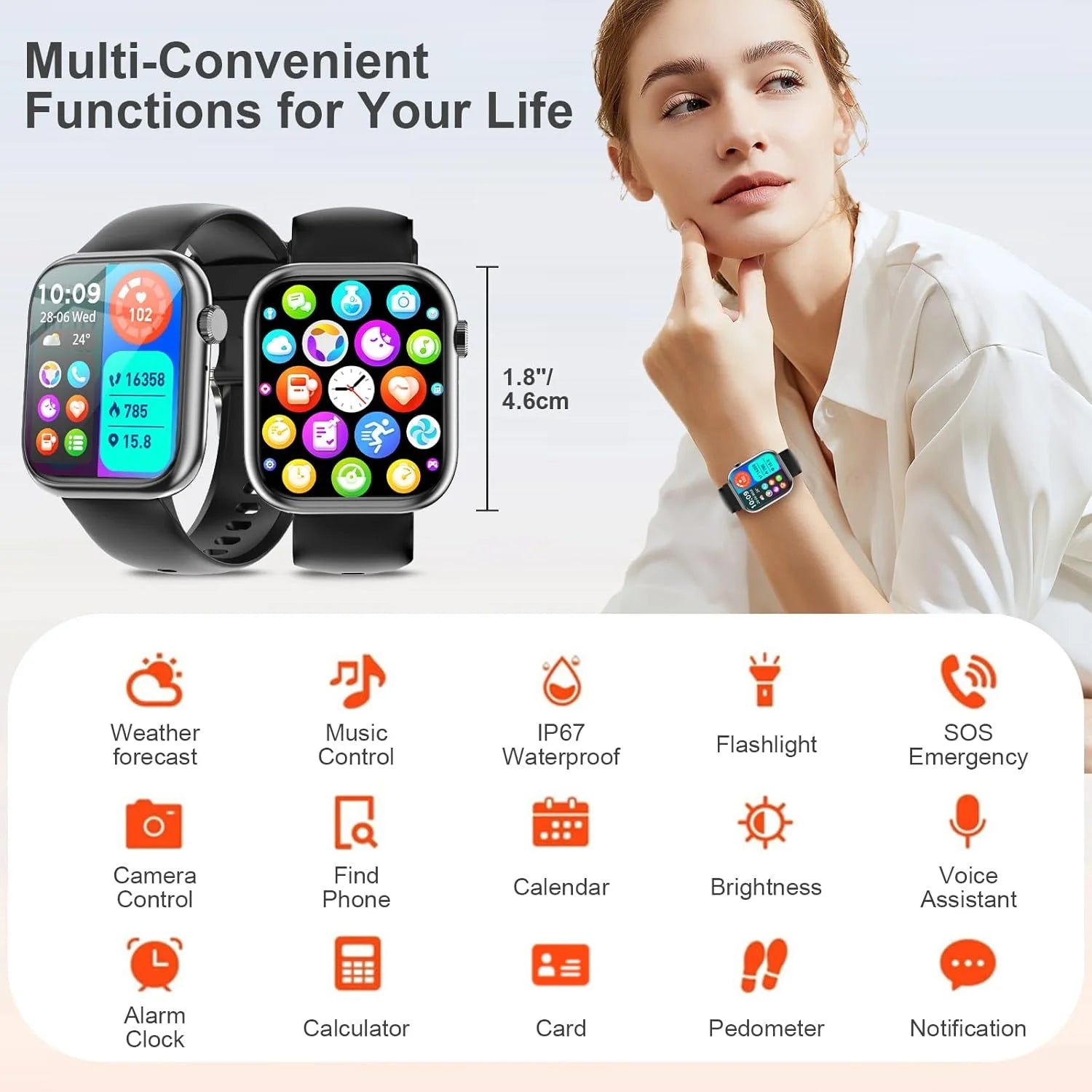 Smart Watch Answer/Make a Call Bluetooth Smart Watch for IOS Android Men'S and Women'S Watch Black