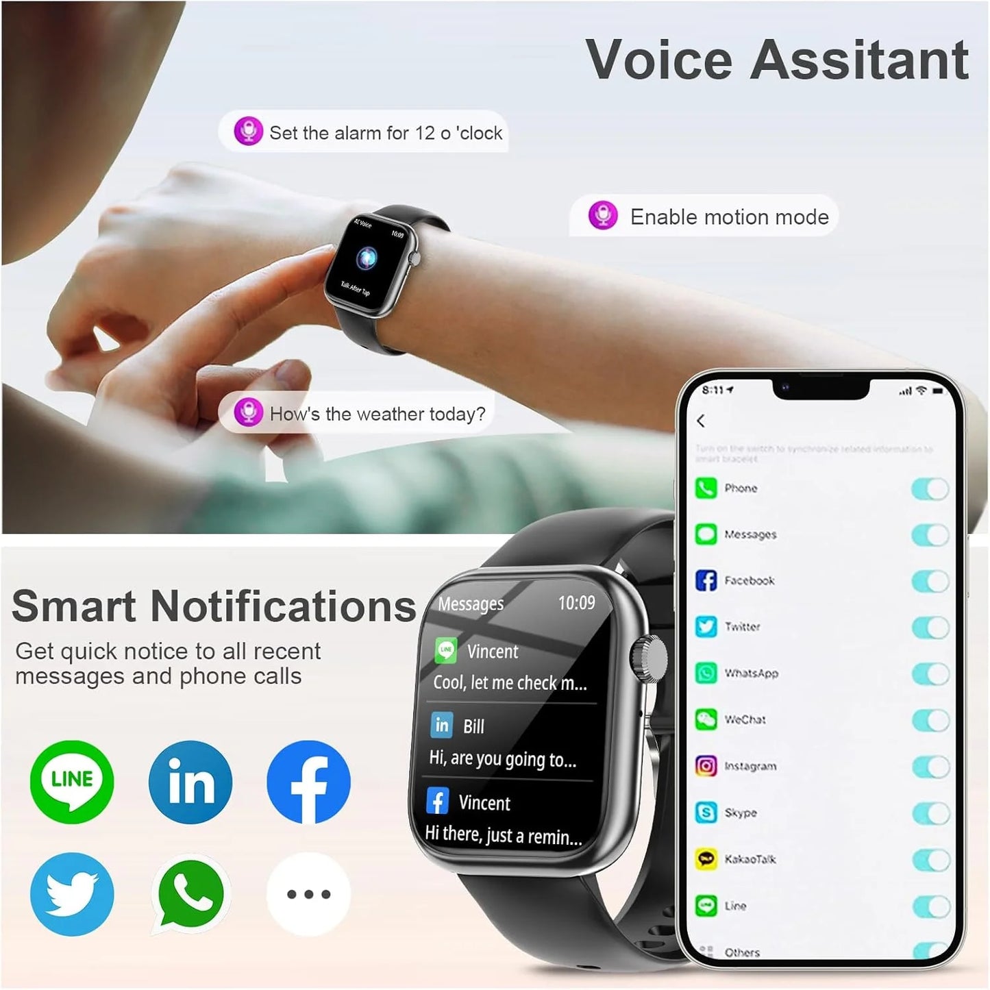 Smart Watch Answer/Make a Call Bluetooth Smart Watch for IOS Android Men'S and Women'S Watch Black